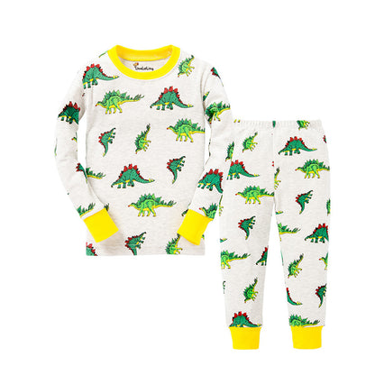 Cartoon Dinosaur Print Pajama Set - Kids Sleepwear