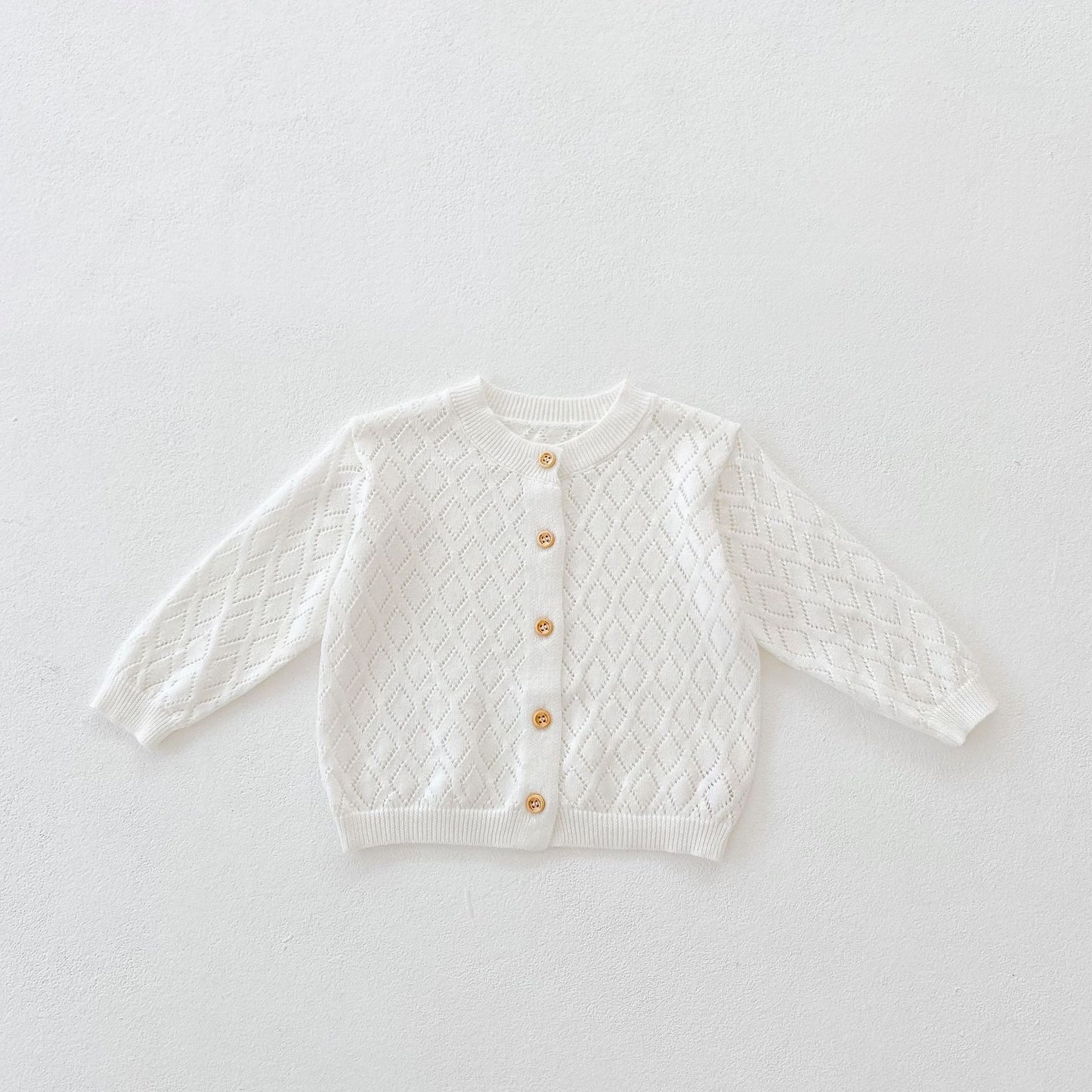 Baby Sweet Rhombus Hollow Cardigan - Long Sleeve Jacket