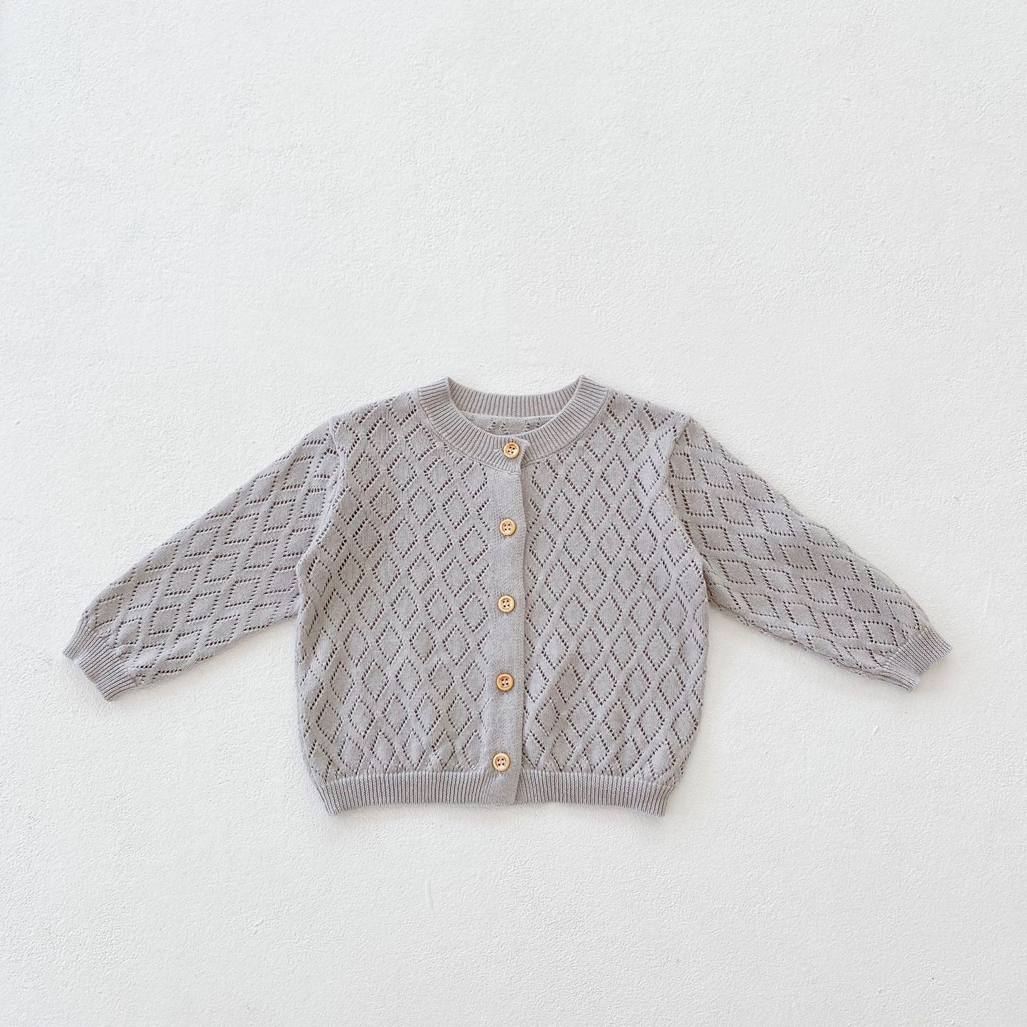 Baby Sweet Rhombus Hollow Cardigan - Long Sleeve Jacket