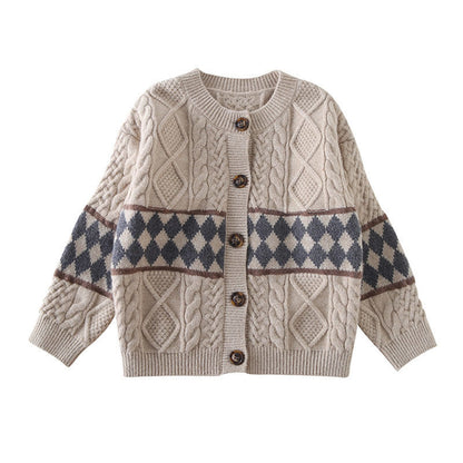 Casual Children's Autumn Knitted Cardigan - Kids Sweater