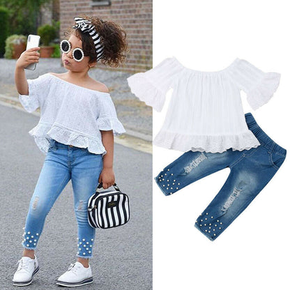 Girls Shirt & Shorts Set - Kids Summer Outfit