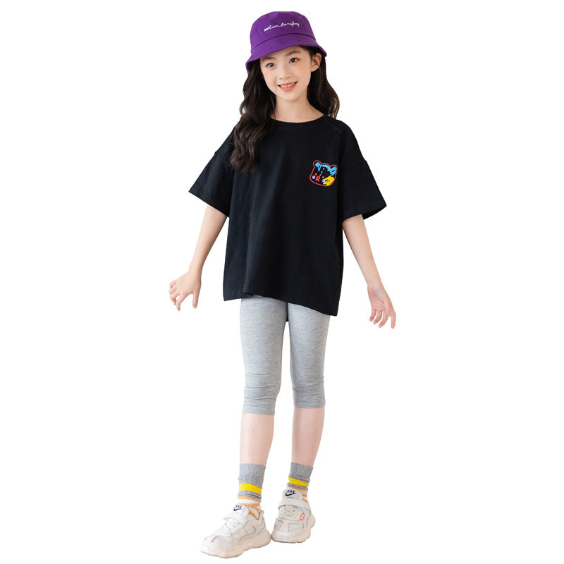 Cartoon Irregular Top - Kids Short Sleeve Trendy Shirt