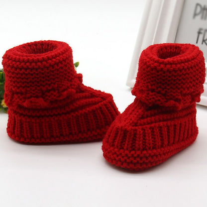 Baby Knitted Wool Shoes - Soft Bottom First Walking Shoes