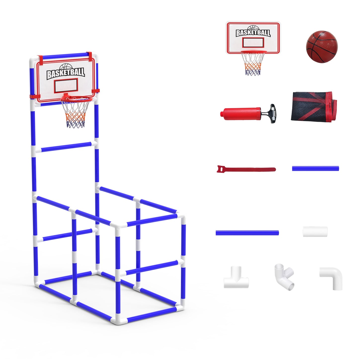 Kids Basketball Game Set - Adjustable Height Hoop with 2 Balls