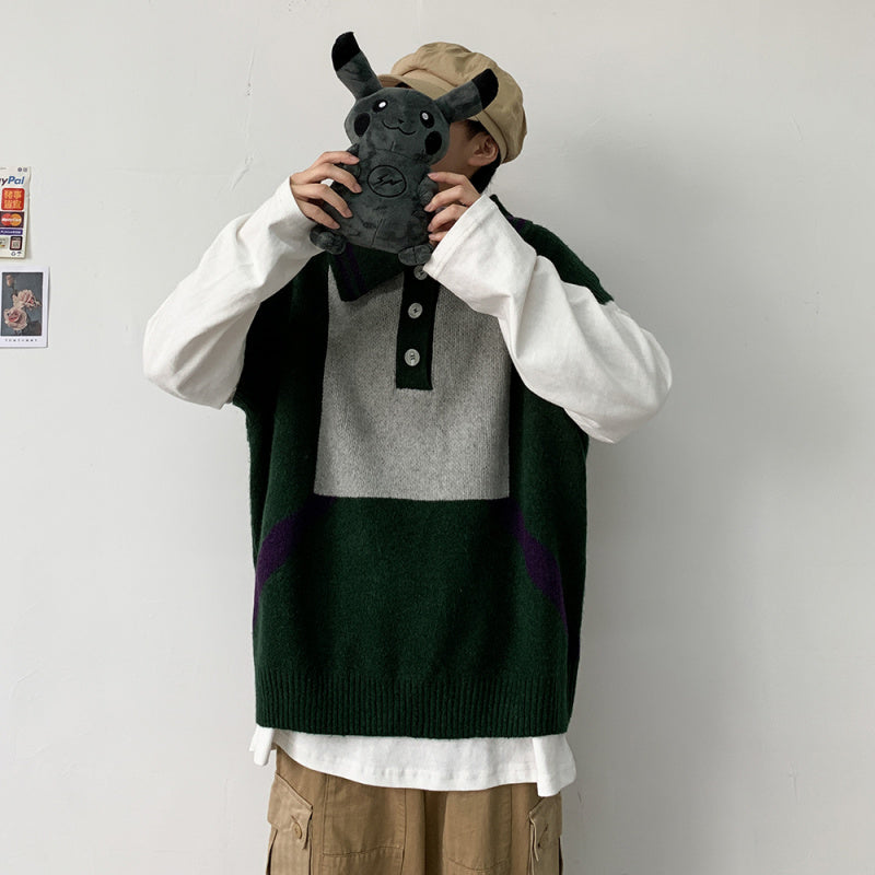 Teen Loose Shoulder Vest - Woolen Sleeveless Top