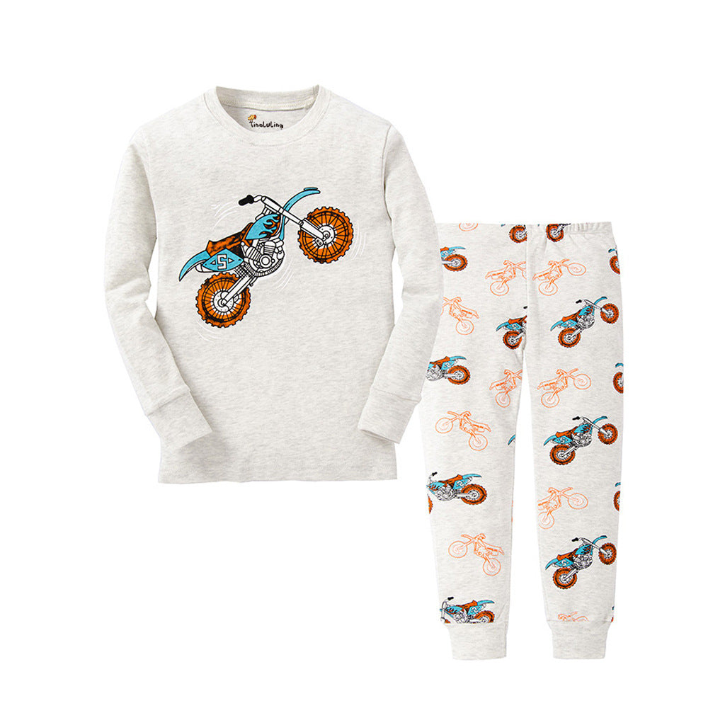 Cartoon Dinosaur Print Pajama Set - Kids Sleepwear