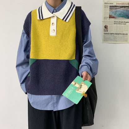 Teen Loose Shoulder Vest - Woolen Sleeveless Top