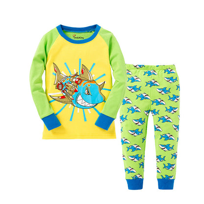 Cartoon Dinosaur Print Pajama Set - Kids Sleepwear