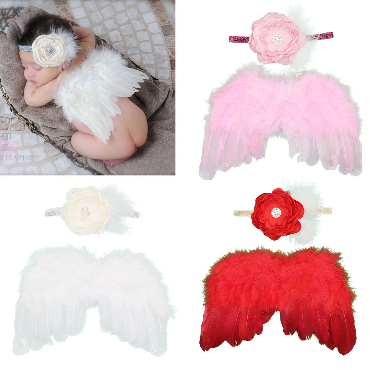 Children's Angel Feather Wings - Hair Accessories Set