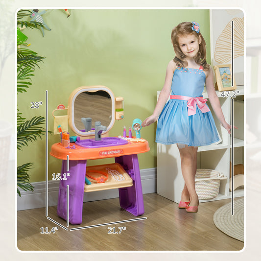 Kids Vanity Set with Mirror - LED Light & Music Pretend Play