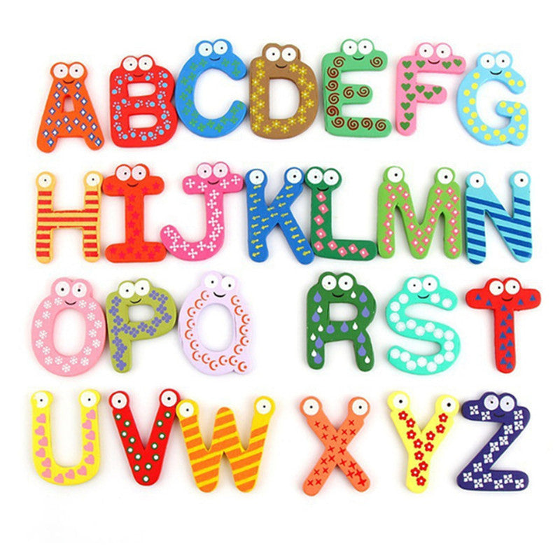 Wooden Letter & Number Refrigerator Magnets - Educational Learning Toy
