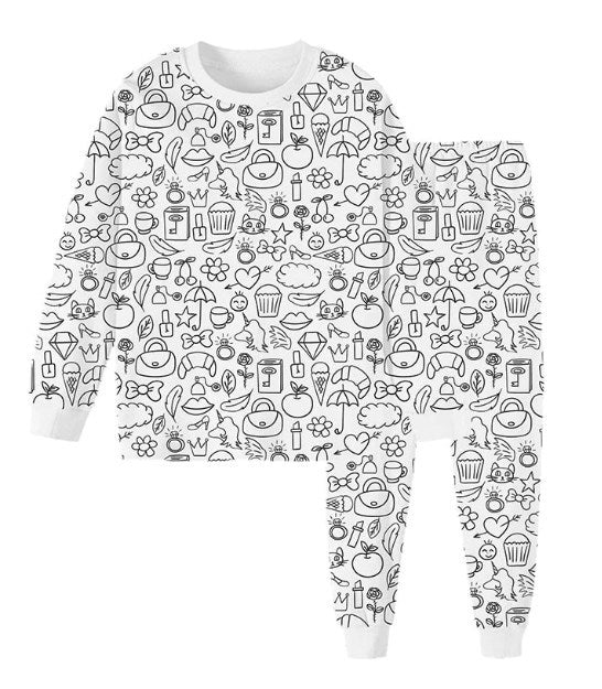 Children's Pajama Set - Stick Figure Design Sleepwear