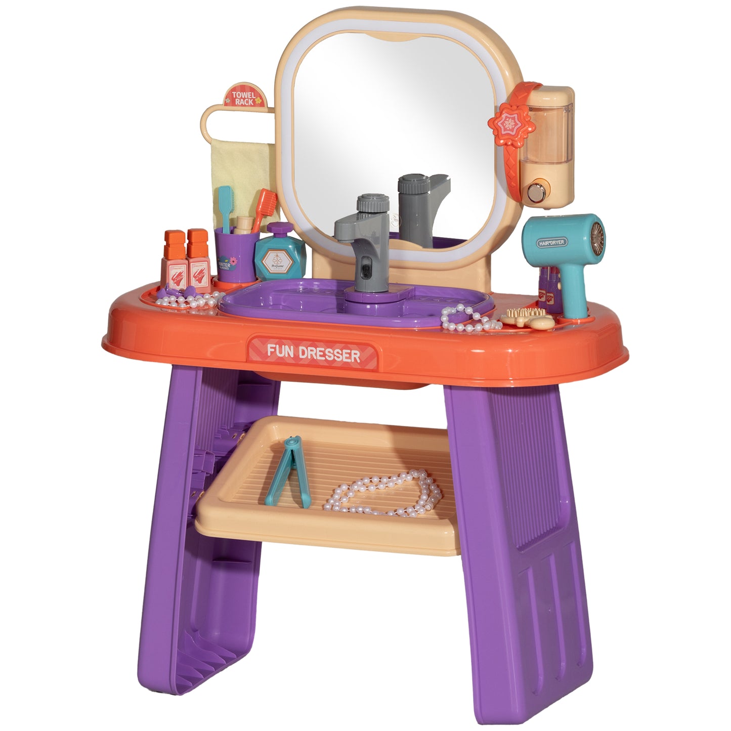 Kids Vanity Set with Mirror - LED Light & Music Pretend Play