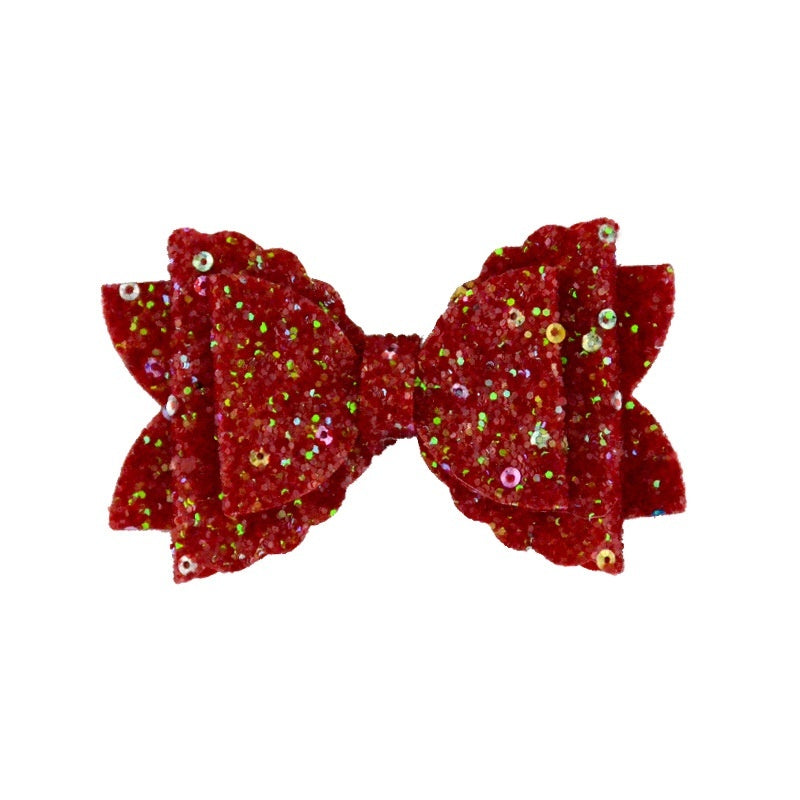 Girl's Hair Accessories - Sequined Double-Layer Bow