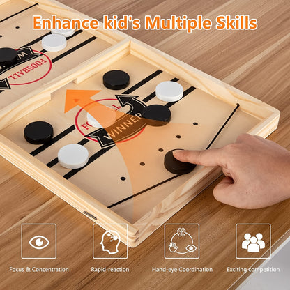 Fast Sling Puck Game - Wooden Hockey Foosball Table Toy