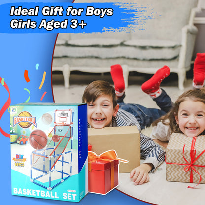 Kids Basketball Game Set - Adjustable Height Hoop with 2 Balls
