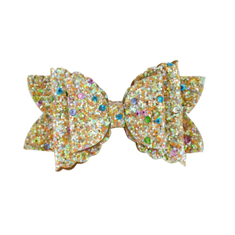 Girl's Hair Accessories - Sequined Double-Layer Bow