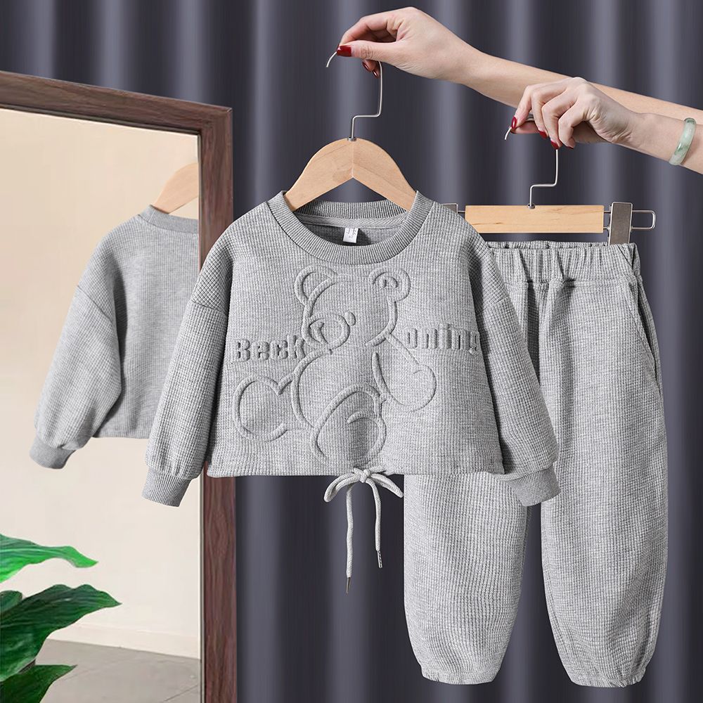 Toddler Girls Bear Pullover Hoodie Suit - Cute Outfit Set