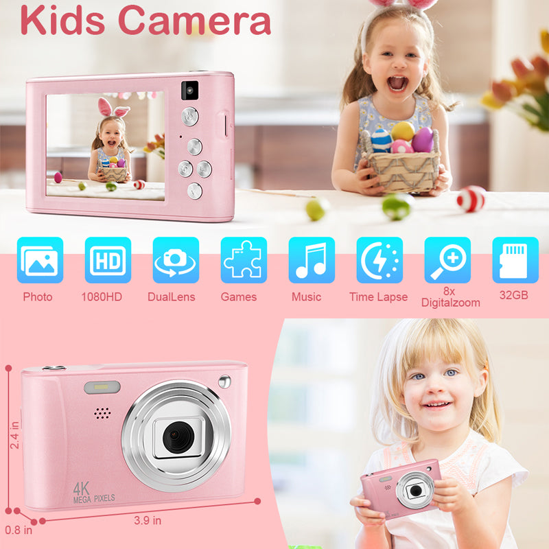 Kids Digital Camera with 32GB SD Card - Christmas Birthday Gift for Children