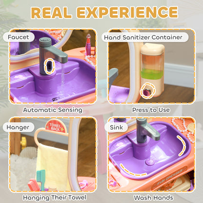 Kids Vanity Set with Mirror - LED Light & Music Pretend Play