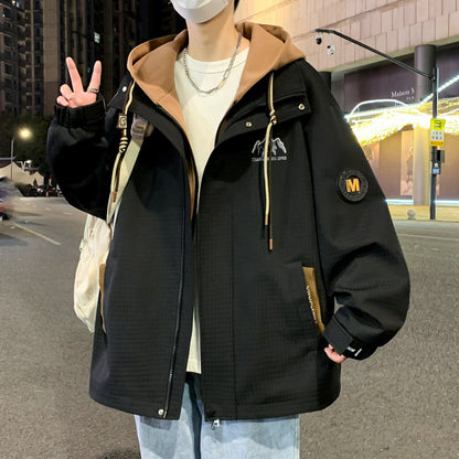 Teen Boys Coat - Fake Two Pieces Windproof Jacket