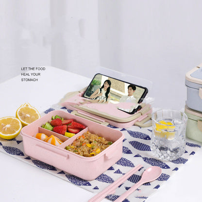 Lunch Box with Spoon & Chopsticks - Microwave Safe