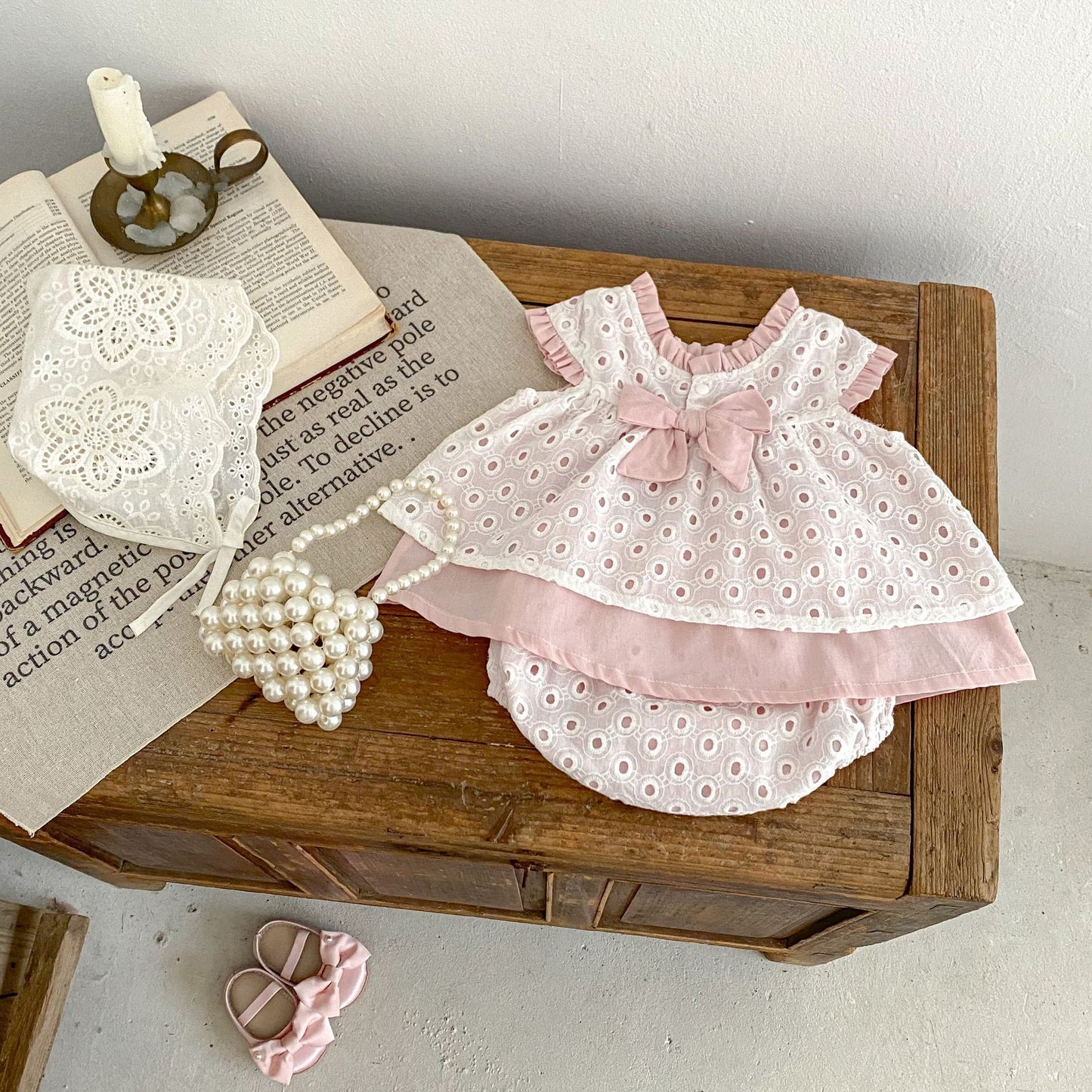 Baby Girl Hollow Out Double Layer Suit - Outfit Set