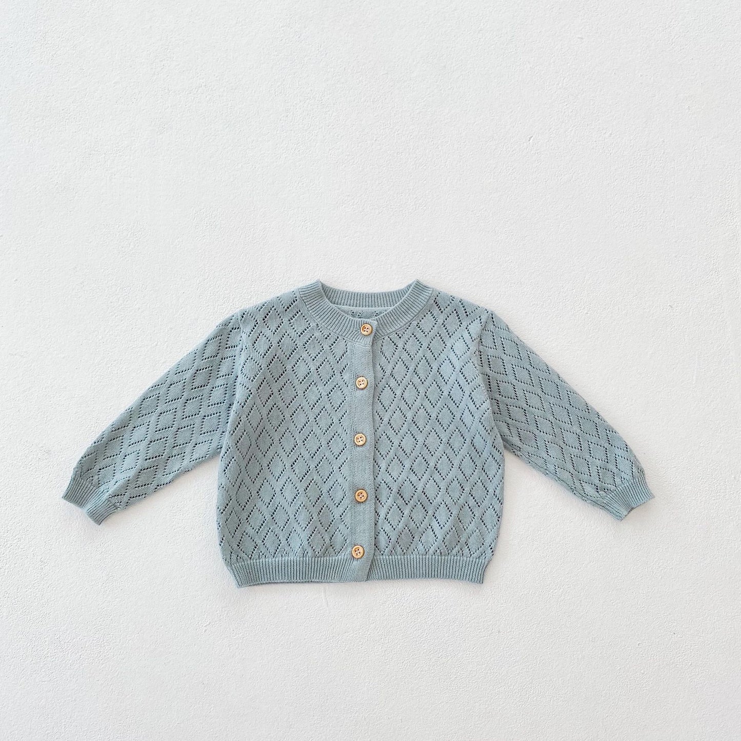 Baby Sweet Rhombus Hollow Cardigan - Long Sleeve Jacket