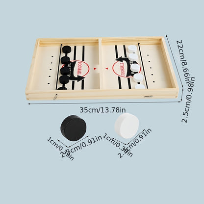 Fast Sling Puck Game - Wooden Hockey Foosball Table Toy