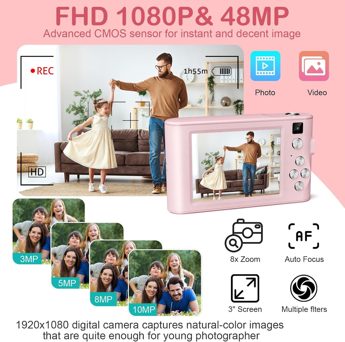 Kids Digital Camera with 32GB SD Card - Christmas Birthday Gift for Children