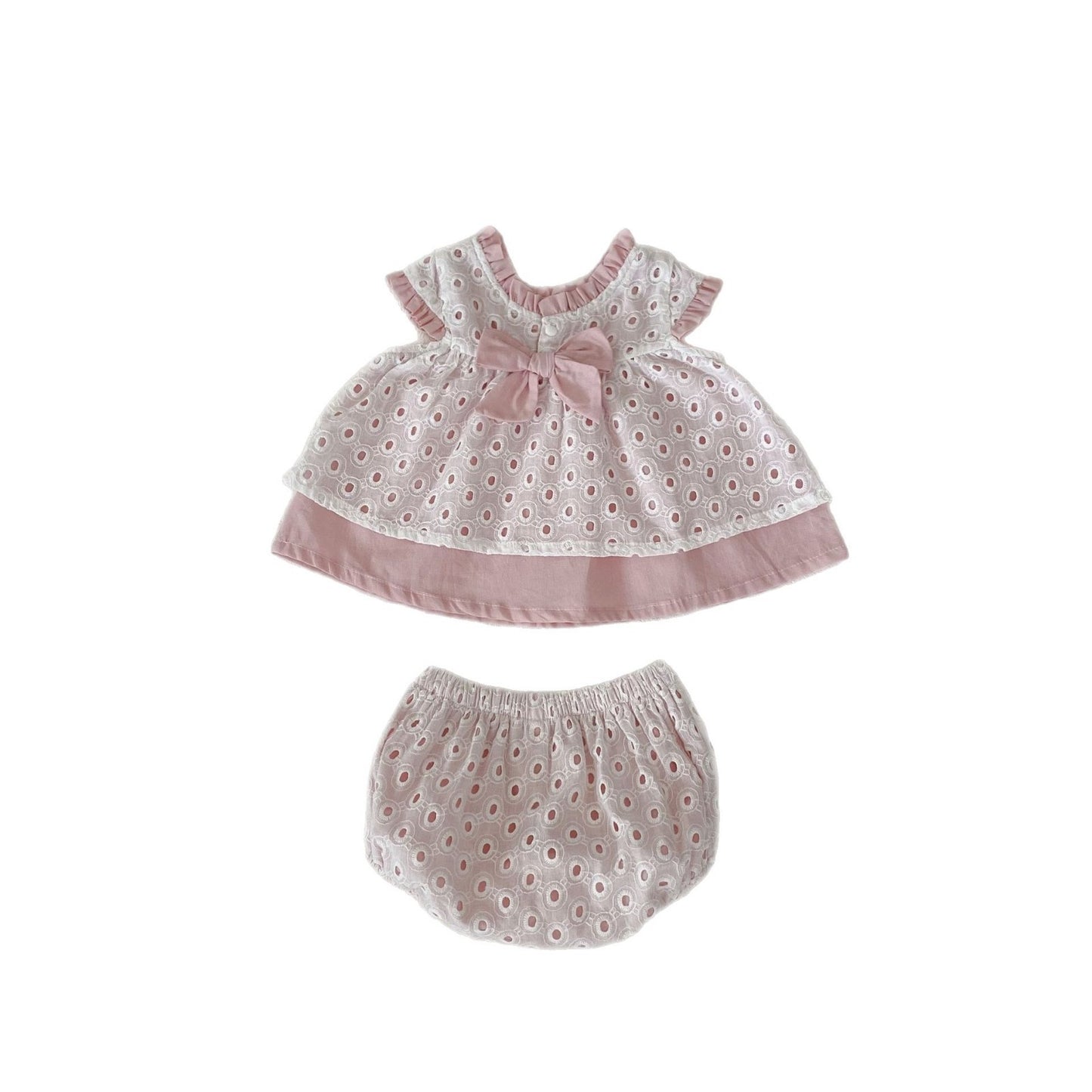 Baby Girl Hollow Out Double Layer Suit - Outfit Set