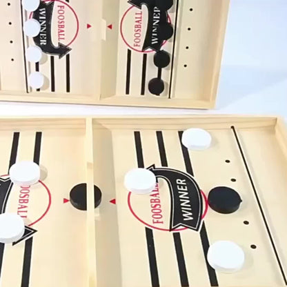 Fast Sling Puck Game - Wooden Hockey Foosball Table Toy