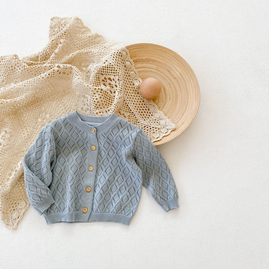 Baby Sweet Rhombus Hollow Cardigan - Long Sleeve Jacket