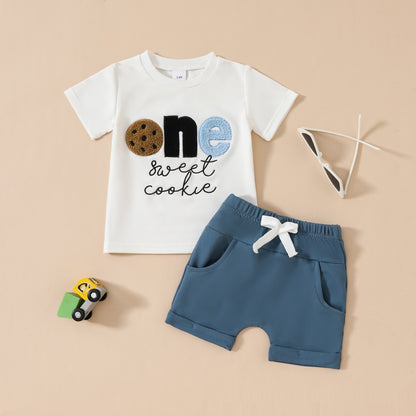 Baby Boys' Embroidered Pullover Short-sleeved Clothes