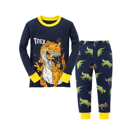 Cartoon Dinosaur Print Pajama Set - Kids Sleepwear