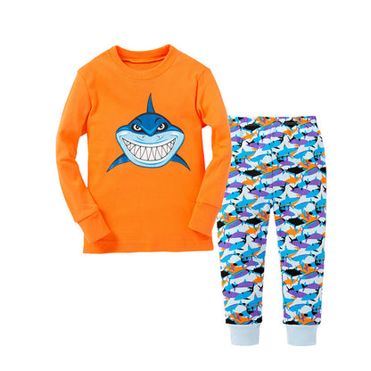 Cartoon Dinosaur Print Pajama Set - Kids Sleepwear
