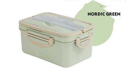 Lunch Box with Spoon & Chopsticks - Microwave Safe