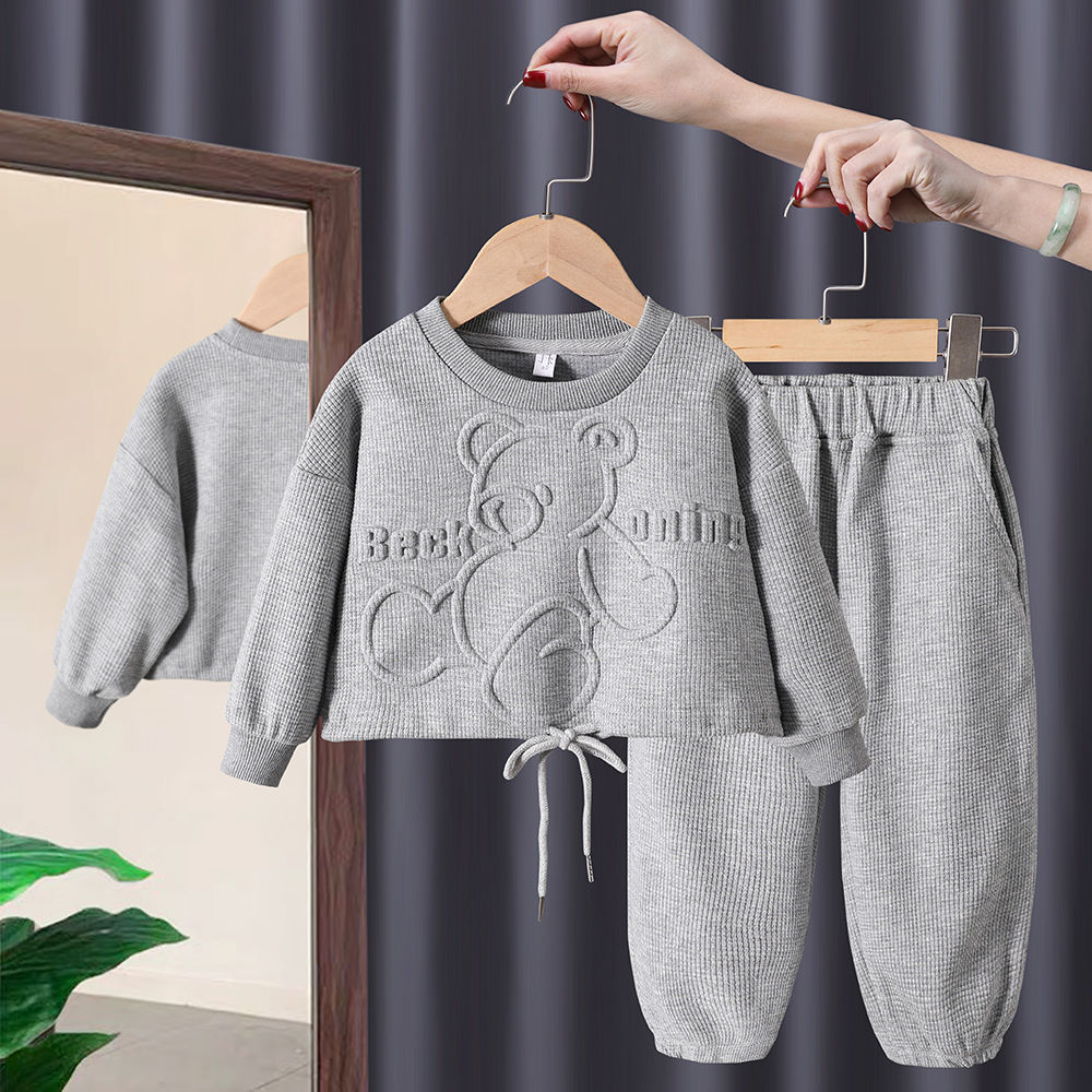 Toddler Girls Bear Pullover Hoodie Suit - Cute Outfit Set